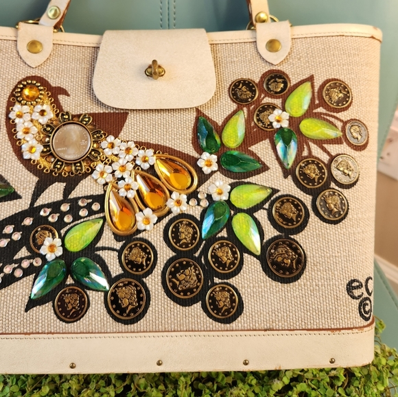 60s ENID COLLINS Texas MONEY TREE Bird Coins Flowers Collector Bag Purse EUVC - Picture 11 of 16
